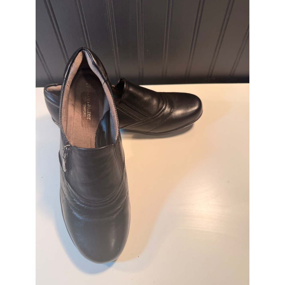 Naturalizer Clarissa Black Leather Zip Loafers N5 Comfort Shoes Womens 9.5M